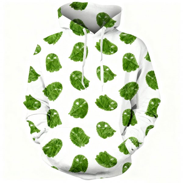 Women's Cute Leaf Ghost Print Hoodie