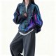 Women's Cyberpunk Digital Circuit Print Half-Zip Pullover